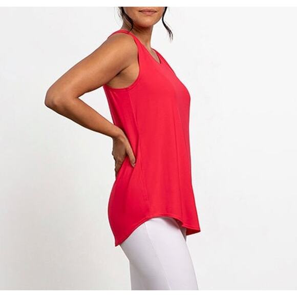 Sympli Womens Tank Top Size XL Red Bamboo Gather Tunic Style Scoop Neck NWT - Picture 4 of 4